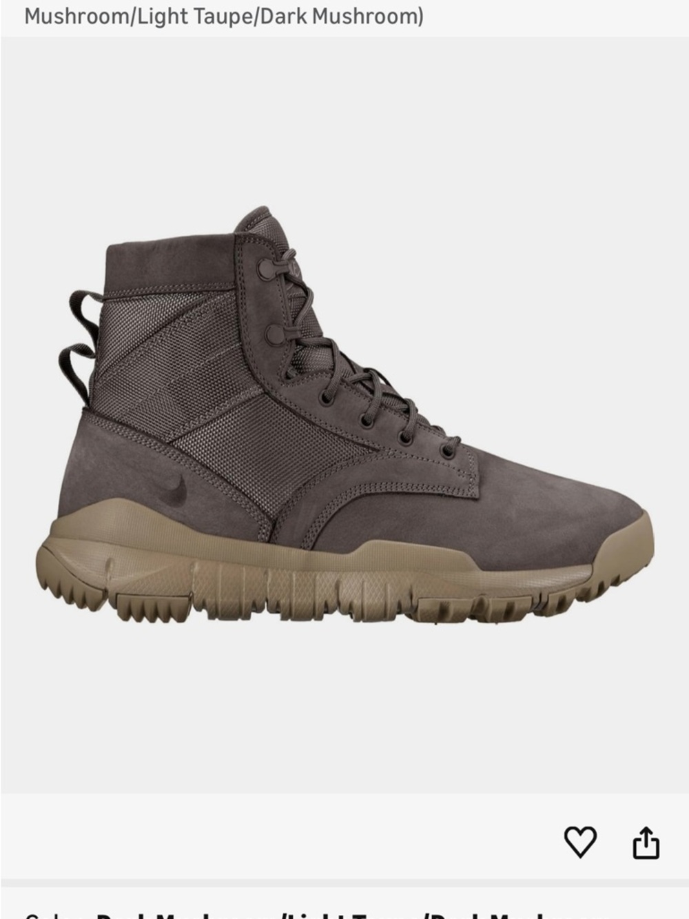 NIke SFB 6’ military boots size 13 mushroom color